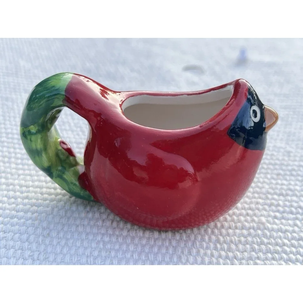 Cardinal Bird Toothpick Holder Ceramic Red Bird Kitchen Decor